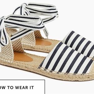Striped Laced up D’orsay espadrille sandal sz 8